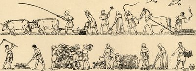 Landwirtschaft zur Zeit von Edward III. aus dem Luttrell Psalter, 1931 von Charles Henry Bourne Quennell