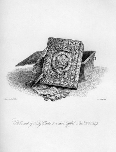 Bibel, die von König Karl I. auf dem Schafott benutzt wurde, 30. Januar 1649, 1840 von Charles J. Smith