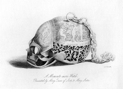 Memento-Mori-Uhr, präsentiert von Maria Stuart an Mary Seaton, 16. Jahrhundert, 1840 von Charles J. Smith