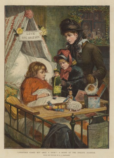 Weihnachten kommt nur einmal im Jahr, eine Szene im Evelina Hospital von Charles J. Staniland
