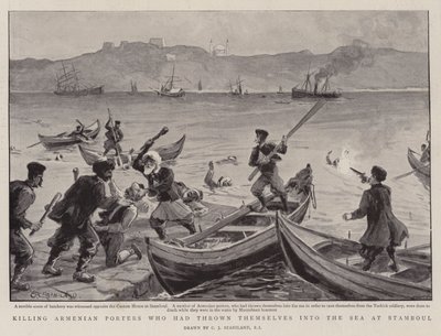Tötung armenischer Träger, die sich in Stamboul ins Meer geworfen hatten von Charles J. Staniland