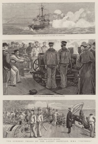 Die Schießversuche des neuesten Panzerschiffs, HMS Victoria von Charles J. Staniland