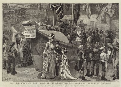 Der Rot-Weiß-Blaue Basar in der Landwirtschaftshalle, eröffnet vom Herzog von Connaught von Charles J. Staniland