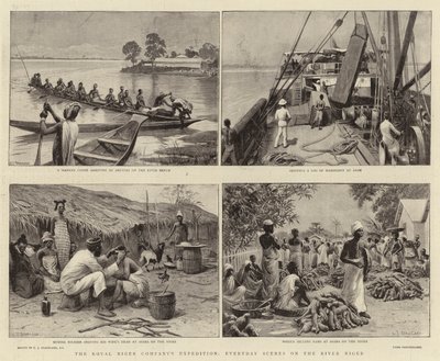 Die Expedition der Royal Niger Company, Alltagsszenen am Fluss Niger von Charles J. Staniland