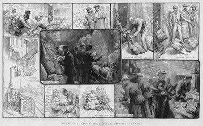 Mit der Nachtpost vom Euston-Bahnhof (Stich) von Charles J. Staniland