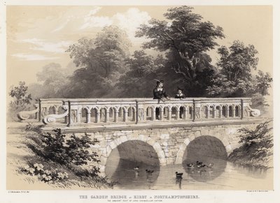 Die Gartenbrücke in Kirby in Northamptonshire, der alte Sitz von Lord Chancellor Hatton von Charles James Richardson