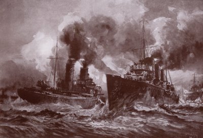 Ein Kampf mit einem Zerstörer (Lithografie) von Charles John de (after) Lacy