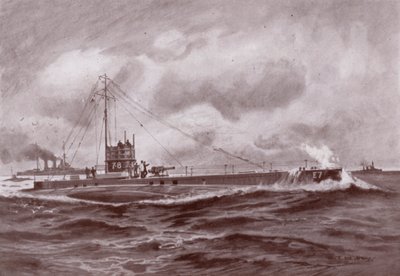 Ein U-Boot an der Oberfläche von Charles John de (after) Lacy