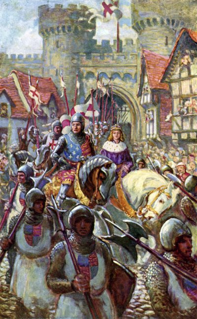 Edward V reitet mit Herzog Richard nach London von Charles John de (after) Lacy