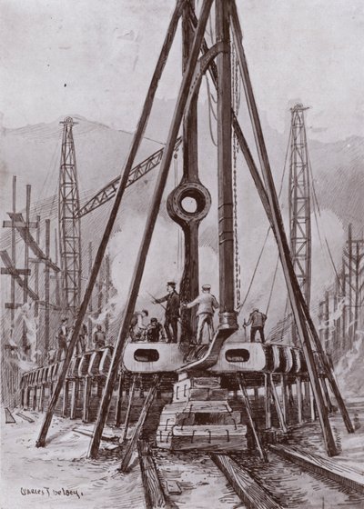 Herstellung des Doppelbodens eines Schiffes von Charles John de (after) Lacy