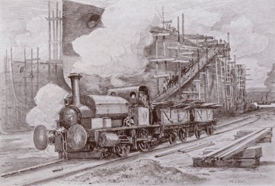 Die Werftlokomotive (Lithografie) von Charles John de (after) Lacy