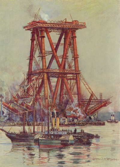 Bau der Forth Bridge von Charles John de Lacy