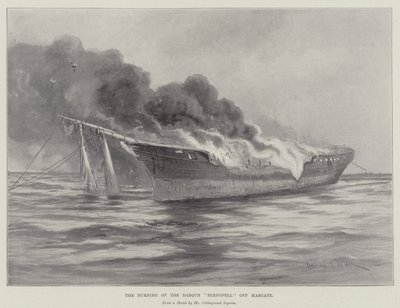 Das Brennen der Bark Blengfell vor Margate von Charles John de Lacy