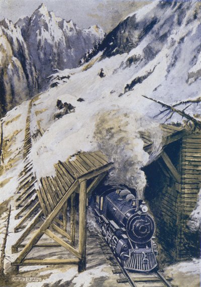 Wie Züge vor Lawinen geschützt werden von Charles John de after Lacy