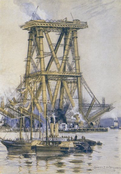 Bau der Forth-Brücke von Charles John de after Lacy