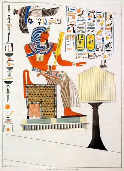 Wandmalerei aus den Gräbern der Könige von Theben, entdeckt von G. Belzoni, 1820-1822 von Charles Joseph Hullmandel