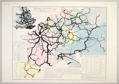 Figurative und ungefähre Karte der Bewegung von Reisenden auf den Hauptbahnen Europas im Jahr 1862, 1865 von Charles Joseph Minard