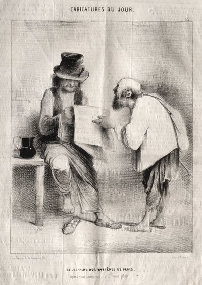Karikaturen des Tages: Das Lesen der Geheimnisse von Paris von Charles Joseph Traviès de Villers