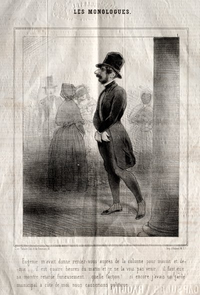 Les Monologues: Eugénie hatte mir ein Rendezvous an der Säule für Mitternacht und halb eins gegeben... von Charles Joseph Traviès de Villers