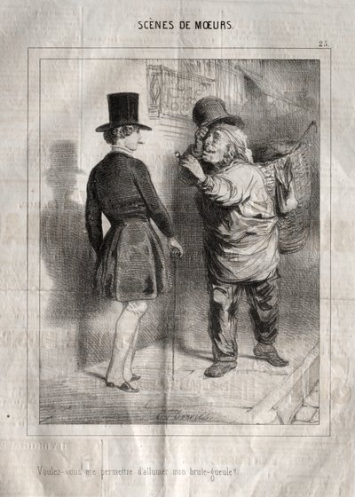 Szenen des Lebens: Möchten Sie mir erlauben, meine Pfeife anzuzünden? von Charles Joseph Traviès de Villers