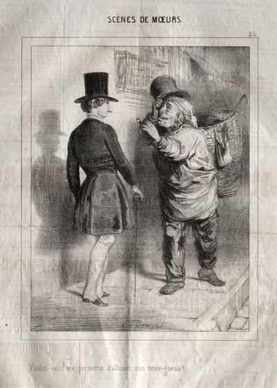 Sittenbilder: Möchten Sie mir erlauben, meine Pfeife anzuzünden? von Charles Joseph Traviès de Villers