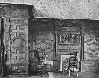 Details der Schnitzereien und Stuckarbeiten im Eichenraum von Charles Latham