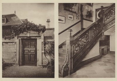 Thorpe Hall, Peterborough, Seiteneingang zu den Ställen, das Treppenhaus von Charles Latham