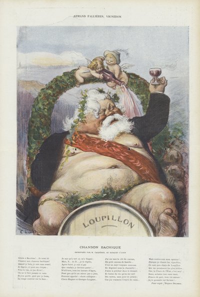 Armand Fallieres, Winzer. Illustration für Le Rire von Charles Leandre