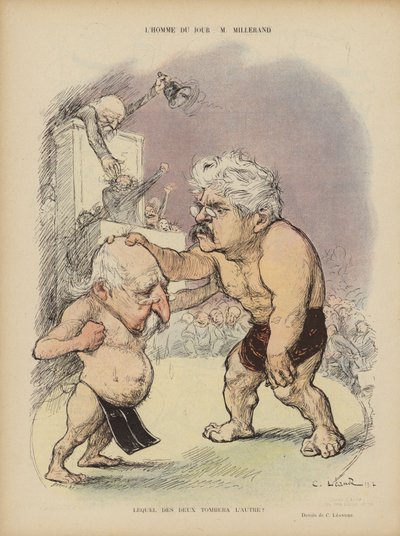 Karikatur der französischen Politiker Émile Combes und Alexandre Millerand. Illustration für Le Rire von Charles Leandre
