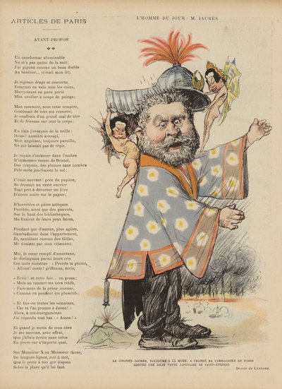 Karikatur des französischen sozialistischen Politikers Jean Jaurès. Illustration für Le Rire von Charles Leandre