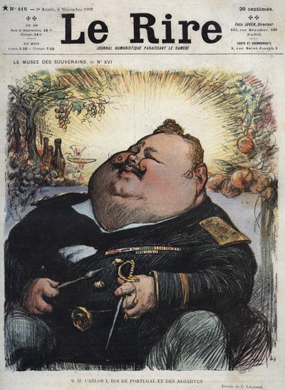 Karl I., König von Portugal (1863-1908) - Karikatur von Charles Leandre (1862-1934) in „Le Rire“ vom 8. November von Charles Leandre