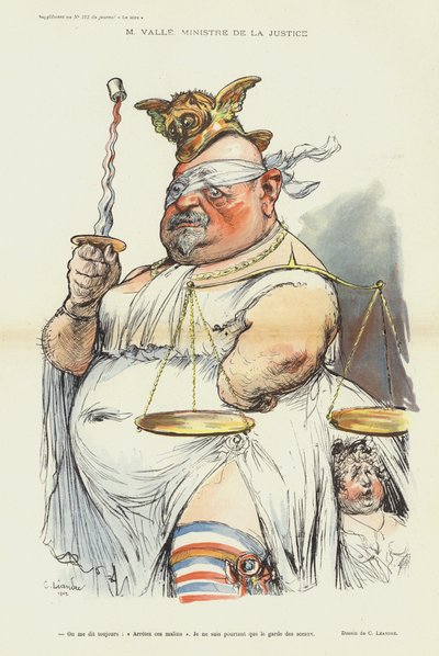 Ernest Valle, französischer Justizminister, Illustration für Le Rire von Charles Leandre