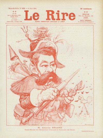 Französischer Politiker Aristide Briand. Illustration für Le Rire von Charles Leandre