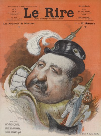 Henri Maurice Berteaux, französischer Verteidigungsminister. Illustration für Le Rire von Charles Leandre