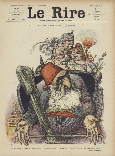 Seine Majestät Abdul Hamid, Ehrenpräsident des Revolutionären Komitees der Jungtürken. Illustration für Le Rire von Charles Leandre