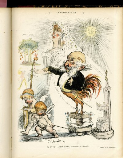 Illustration von Charles Leandre in Le Rire, 22/10/04 - Eine große Hochzeit - Hochzeit - Hahn, Meyer Arthur - Animalisierung von Charles Leandre