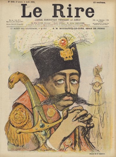 Mozaffer-ed-Din, Schah von Persien, Illustration für Le Rire von Charles Leandre
