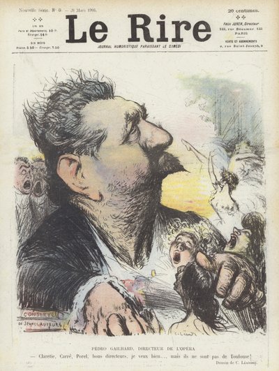 Pedro Gailhard, Direktor der Pariser Oper. Illustration für Le Rire von Charles Leandre