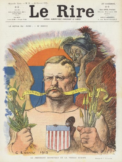 Präsident Roosevelt und das alte Europa. Illustration für Le Rire von Charles Leandre