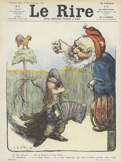 Der König von Italien und der Präsident von Frankreich. Illustration für Le Rire von Charles Leandre