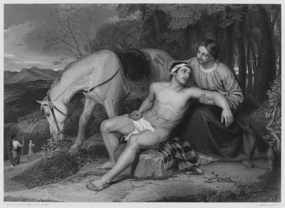 Der barmherzige Samariter, nach dem Bild in der königlichen Sammlung (Gravur) von Charles Lock (after) Eastlake