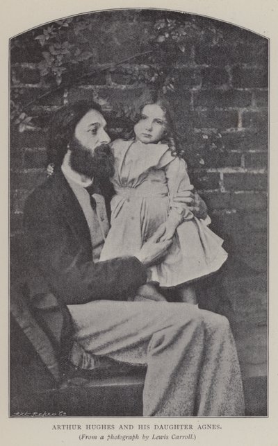 Arthur Hughes und seine Tochter Agnes (s/w Foto) von Charles Lutwidge Dodgson