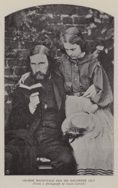 George Macdonald und seine Tochter Lily (s/w Foto) von Charles Lutwidge Dodgson