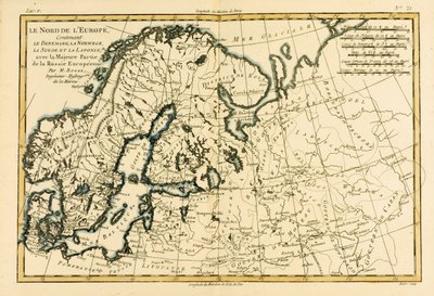 Nordeuropa, einschließlich Dänemark, Norwegen, Schweden und Lappland, mit dem größten Teil Westrusslands, aus Atlas de Toutes les Parties Connues du Globe Terrestre von Guillaume Raynal (1713-96), veröffentlicht in Genf von Charles Marie Rigobert Bonne