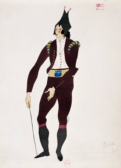 Kostüm für die Figur Fiorello aus Der Barbier von Sevilla von Gioacchino Rossini, Skizze von Charles Martin von Charles Martin