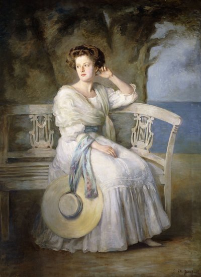 Porträt einer Dame im blauen Kleid von Charles Mendelssohn Horsfall