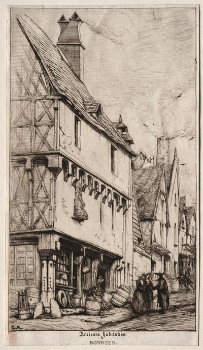 Ein altes Haus in Bourges, manchmal das Musikerhaus genannt, 1860 von Charles Meryon
