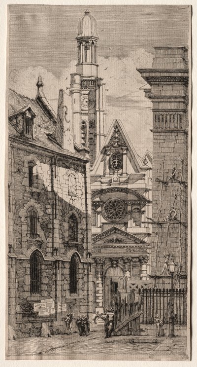 Radierungen von Paris: Kirche St. Stephan des Berges von Charles Meryon