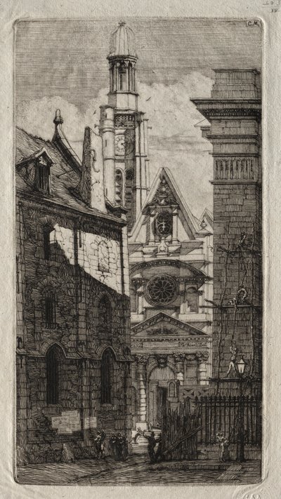 Radierungen von Paris: Kirche St. Stephan des Berges, 1852 von Charles Meryon