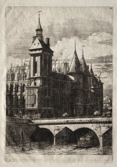 Radierungen von Paris: Der Uhrturm von Charles Meryon